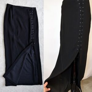 NWOT Calvin Rucker Revolve Lace Up Slit Long Skirt